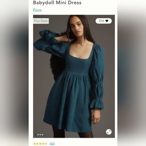 Anthropologie Baby doll corduroy dress